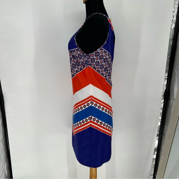Banana Republic Orange White‎ and Blue Halter Shift Dress Warm Combo SZ 2 - Picture 7 of 15
